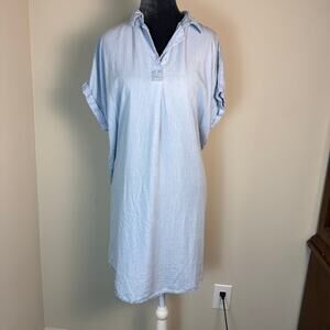 Anthropologie Thread & Supply Chambray Denim Shirt Dress Mini Short Sleeve M
